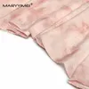 Robes décontractées Maryyimei Fashion en V femmes en V Fleurée tridimensionnelle à lacets à manches longues à manches haute imprimée en milieu de bal à mi-chemin