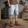 Mäns jeans 28-48 Large Size Shorts rippade sommaren lös trendig retro street mode och stiliga casual överdimensionerade beskärda byxor