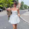 Sexy White Mini Suspenders Mini Dress For Women Low-cut Slimming Waist Lace Sweet Age-reducing One Shouder Date Dress FZ2405101