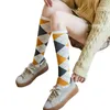 Femmes chaussettes Knee High College Vintage Multicolor Argyle Plaid Print Stockings