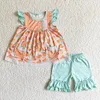 Kläder sätter sommar mode baby flickor rosa vattenmelon bubbla hylsa shorts set grossistbutik barn kläder