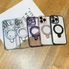 Stand di piegatura a magnete per custodia per telefono di carica magneti per iPhone 14 13 15 Pro Max Plus con coperchio trasparente cristallino con supporto ad anello