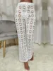 Pantalon en tricot de mode pour femmes blancs crochet long pant