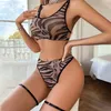 Bras stelt luipaard ondergoed voor vrouwen sexy enige alleen fans kit comfort mesh dames push omhoog bh 3pcs romantische erotische lingerie set