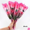 Decorative Flowers & Wreaths Valentines Day Party Supplies Led Colorf Rose Flower Luminous Flashing Wand Stick Decoration Bouquet Chri Dh73X