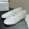 Casual schoenen rond teen ballet flat voor vrouwen echte lederen loafers vrouw kristal mesh holle outs zomer zapatos de mujer