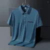 Men's Polos Smart Casual Short Sleeve Polo Shirt For Mens Summer Leisure Loose Breathable Ice Silk Tops Men Button-up Lapel Pullovers