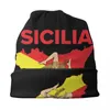 Berets Map Of Sicily Trinacria Skullies Beanies Caps Fashion Winter Warm Men Women Knitting Hat Adult Unisex Sicilian Pride Bonnet Hats