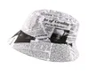 Schwarzer weißer Brief Zeitung Print Sun Hut Mode Fischer Hüte Männer Frauen Street Hip Hop Hut Fischerei Cap4102300
