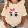 T-shirts kindert-shirt roze boog kitten zomermeisje schattige cartoon kat grafische top witte korte mouwen wilde t-shirt dier kledingl2405