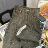 Retro Spring Trendy Leopard Print Jeans Womens American High Street Pantmand Y2K Harajuku Style Baggy High Waist Casual Pants 240509