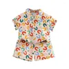Kleidungssets Sommer Full Alphabet Muster Jungen Kurzarm Set dünne koreanische Version von Kinder Baumwollkomfort T-Shirt Baby