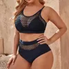 Damen Badebekleidung Großer Spitzenspitzen -Bikini High Taille Sexy Black Mesh Womens Badeanzug Plus Größe Badebekleidung Push Up Micro Bikini Beach Badeanzug Y240506