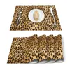 Table Tableau Wild Animald Leopard Match Mat Mat Kitchen Decoration Decoration Placemat Napkin for Wedding Dining Accessoires