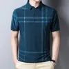 Summer Mens Polo Business Business Casual T-shirt Fashion Imprimé Slim Fit Short à manches Top 240507