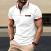 Herrpolos 2024 Summer Polo Shirt Kortärmad solid randig nackmode Personlig affär Casual Top