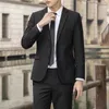 Blazer Pants Mens Fashion Trend Business Work Solid Color Meeting Groom Gentleman Travel Slimfit Casual Wedding Suit 240507