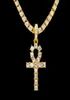 Novo chegada egípcia ankh key of life pingente colar cor de ouro com strass bling moda moda vintage hip how jóias9978657