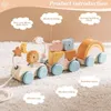 Montessori Toys Block Animal Block Dragging Stars Moon Surround Train Hand Coordenação Empilhando Toy Toy Made Decoration Gifts 240509