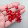 Dingle örhängen Yygem 11mm Red Coral 925 Sivler Hook Party Women Jewelry