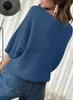 Women's Plus Size Sweaters Women's 2024 Summer and Spring Casual 3/4 Sleeves Solid Color V-Neck Loose Pullover Knitted Autumn Sweater Top Fashion top