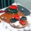 Tallrikar färg julgran keramisk snackplatta med bambuformad dessert fruktgodis