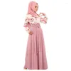 Lässige Kleider Damen Kleider Kleider muslimisch im muslimischen Stil floraler Druck hoher Taille -Knöchel Länge Vestidos Drop SXSH110