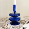 Titulares de vela Royal Blue Glass Hotor Home Restaurant Decoração Romântica Resumo Casto Criativo Tiro de Tiro Props