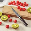 3.5 "Paring Knife, Razor Sharp Fruit Knife Damascus Lasers Mönster, liten kökskniv, full tangskalande kniv för skivning