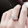 Avec des pierres latérales marque pure 925 bijoux en argent sterling pour femmes anneaux mariage grand engagement czdiamond