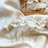 Decorative Flowers Elegant Dried Flower HairPins With Pearls Bridal Hair Accessories Boho Wedding Babys Breath Pins White