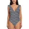 Women's Swimwear Abstract Dog Expresses Innermost Desire Sexy One Shoulder Piece Swimsuit Mesh Patchwork Monokini