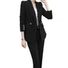 Calças de duas peças femininas Blazer Suits 2 Solid Work Pant for Women Business Office Lady Sets