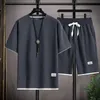 2024 Waffle Match 2 pièces Men Shorts Set Summer Tracksuit Fashion Clothing Harajuku Style Loose Fit Swensuit 240509