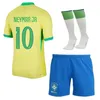 2024 Kinderfußball -Kits Brasilien Fußballtrikots L.Paqueta Neymar Vini Jr.P.Coutinho Richarlison G.Jesus T.Silva Bruno G. Pele Casemiro National Football Jersey Kit