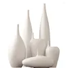 Vasi Minimalismo Bianco Ceramico Vaso Desaggio Decorazione Artificiale Fiori di fiori Porcela della bottiglia snella creativa