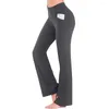 Calça feminina de cintura alta ioga de perna larga casual
