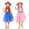 Halloween Cowgirl -kostym för barnflickan Holiday Party Princess Dress Up