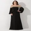 New Long Sleeve Sequined Chiffon Formal Party Gowns Vestido De Festa Hot Sale Black Loose Scoop Neck Dubai Kaftan Evening Dresses 025 220c