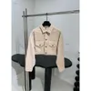 Calça de marca conjunto mulheres revestem o designer de duas peças de manga longa com jaqueta de veludo moda de moda de moda de moda curta feminino 2pcs 08 de maio
