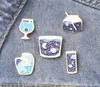 Female Stellar Map Glass Milk Cup Model Brooches Planet Moon Wave Alloy Enamel Lapel Pins European Women Backpack Clothes Badge Br5443562