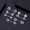 Nipple Rings 2pcs Titanium Animal Series Nipple Piercings Barbell Fashion Flower Heart Dangled Shield Bar for Women Girl Nipple Ring Piercing Y240510