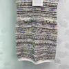 Urban Sexy Dresses Designer Spring/Summer Colorful Stripe Contrast Metal Button Slim Fit Sticked U-Neck Tank Top Long Dress 4aig