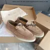 LP shoes loro piano shoe pianna Casual Top Brand Mens Shoes LP Summer Charms Walk Loafers Low Suede Cow Leather Oxfords Flat Loro Moccasins Comfort Rubber Sole Gentlem
