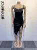Robes décontractées Pinepear Sexy Diamond Spaghetti Spaghetti Sweet Coule Collier Slit Bodycon MIDI Robe Femme Femme d'anniversaire Vestidos