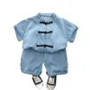 Vêtements Ensemble garçons Summer 2024 enfants Shirts de chemises en denim Short 2pcs Suite de mode pour bébé Tracksuit Kids Jogging Tenics Toddler 5