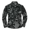 Camisas casuais masculinas Camuflagem de camuflagem masculina camisa militar jaquetas de manga longa uniformes deserto jungle tops mass roupas masculinas