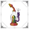 7,8 pouces Pipe d'eau Bong Silicone Bubbler Round Base Fumer Pipes Dab Rig Oil Riches en verre Bongs Tobacs avec bol en verre