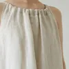 カジュアルドレスayualinリネンコットン大型サイズゆるい長い夏のビーチベスティドス2024女性のための自由bo袖のストラップドレス