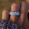 Femme de luxe Big Crystal Round Engagement Anneau mignon 925 Rague de mariage en pierre zircon en argent sterling pour femmes 226h